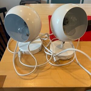 2 Land Of Nod White and Gray Lamps